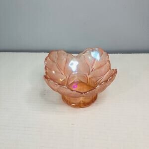 le smith pink iridescent textured glass cabbage leaf candy dish bottom replacem